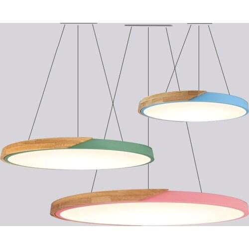 LED Iron Wood Acryl Round Multicolor Suspension Luminaire Lampen Lustre Pendant Lights.Pendant Lamp.Pendant light For Foyer