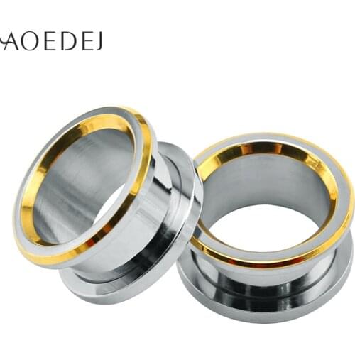 AOEDEJ 6-16mm Ear Plugs Tunnels Gold Stainless Steel Piercing Plug 16mm Metal Oor Expander Piercing Stretchers Oren Piercing Ear
