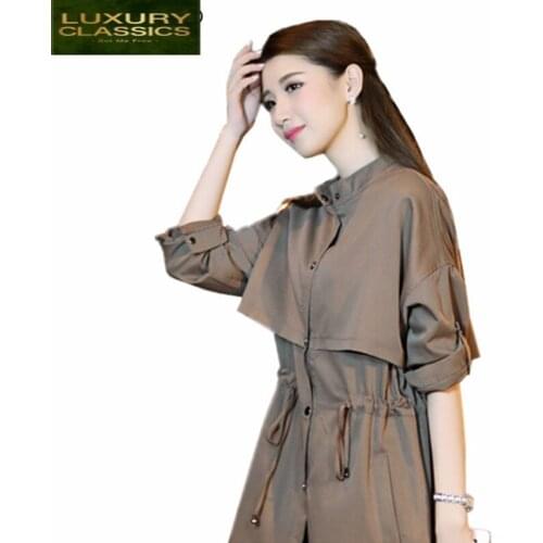 Spring-Autumn Womens 2021 Newest Fashion Coats Female Casual Long Large Trench Coat Lady Elegant Tops Windbreaker LWL568
