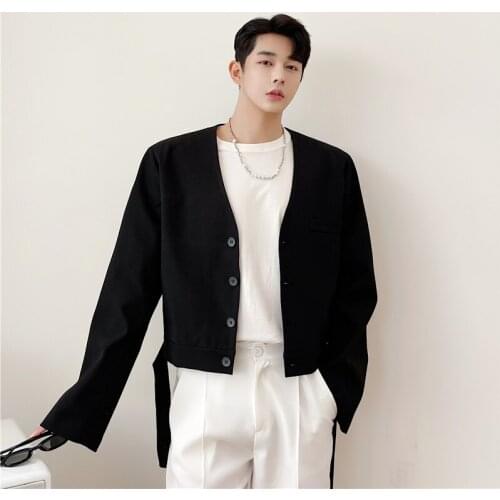 Spring Korean fashion mens wide shoulder short suit temperament youth neutral fashionable suit trendy mens thin coat