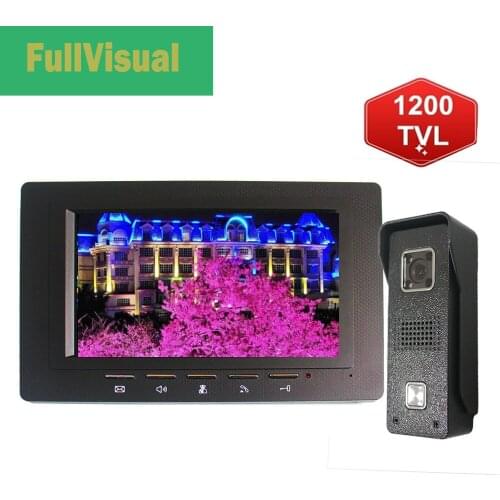 Fullvisual 7 Inch Video Intercom Doorbell Camera System 1200TVL Video Door Phone Electronic Lock Supported(Not Included) IR Leds