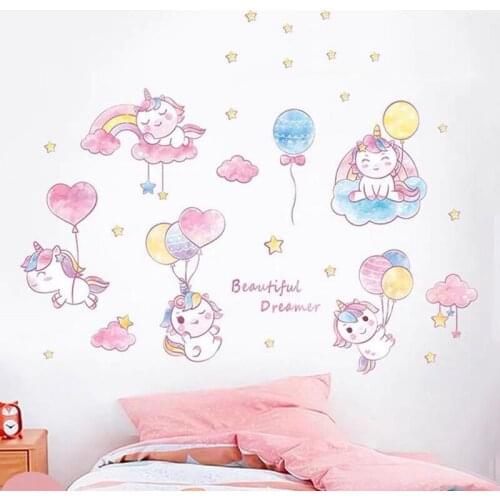 Magical Fairy Unicorn Bling Stars Wall Decal Art Stickers Vinyl Home Room Decoration Kids Nursery Room Decor