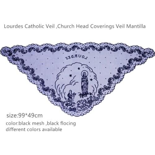 Beautiful Quality Black Flocking Print Catholic Veil Church Lace Veil