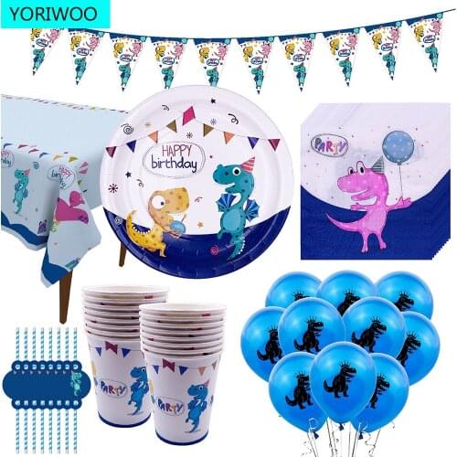 YORIWOO Dino Disposable Tableware Dinosaur Party Supplies Jurassic World Happy Birthday Party Decorations Kids 1st Baby Shower