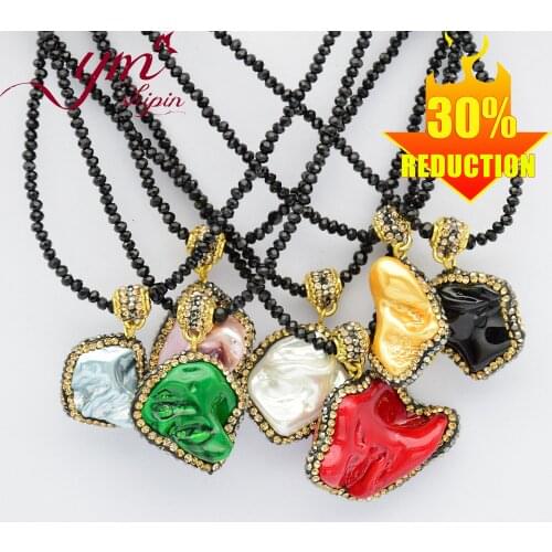 Women necklace Glass crystal beads Chain Irregular shell necklace women Fashion Bohemian Jewelry Ethnic Choker Necklace XL0016