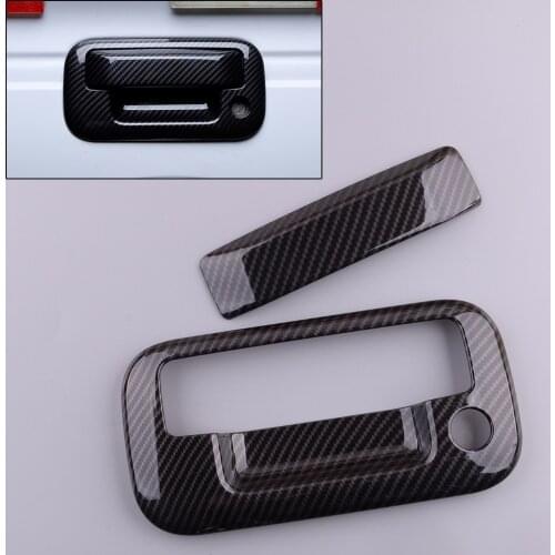 1 Set Car Rear Tailgate Door Handle Bowl Frame Trim Cover ABS Carbon Fiber Style Fit For Ford F150 2009 2010 2011 2012 2013 2014