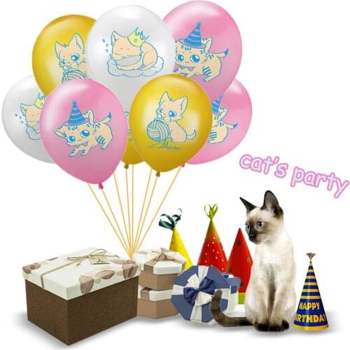 10pc 12inch Cartoon Cat Balloon Car Birthday Party Decor For Pet Lover Gifts Home Cute Cat Balloon Baby Shower Decor