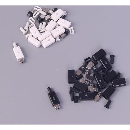10pcs/ Sets DIY Micro USB Welding Type Male 5 Pin Plug Connector Plastic Cover