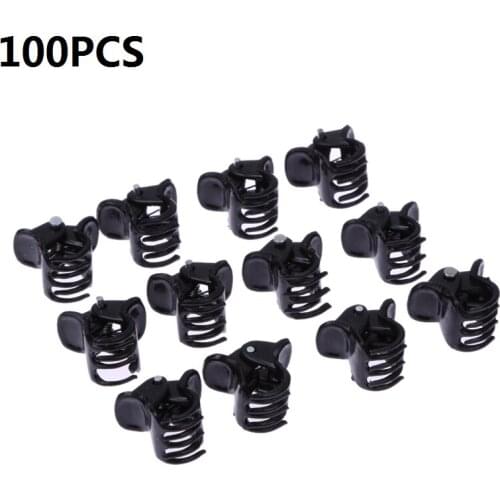 100pcs/Bag Black Hair Clips Clipper Clamp Small Thick Hair Holding Claw Section Hair Accessories Claws for Women Plastic 6 Claws