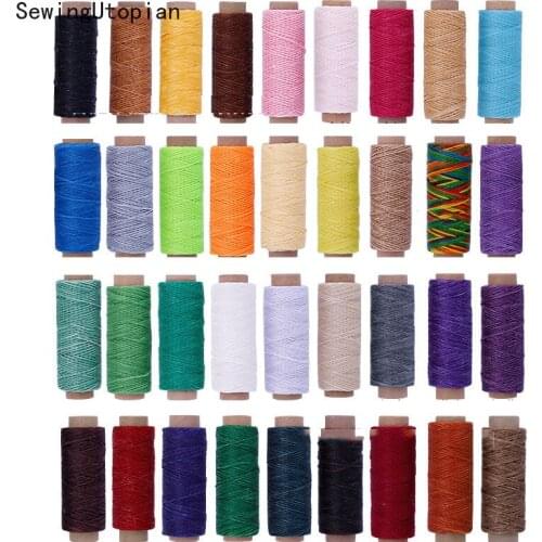 36PCS 50M 150D Flat Thread Wax Line Leather Sewing Waxed Thread Cord for Leather Craft DIY Handmade Wear-Proof Sewing Threads