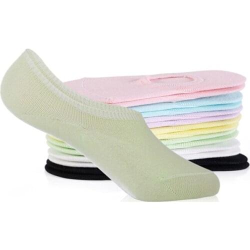 5 Pairs/lot 2020 New Womens Socks Solid Color Invisible Socks Womens Short Sock Slippers Summer Thin Non-slip Women Boat Socks