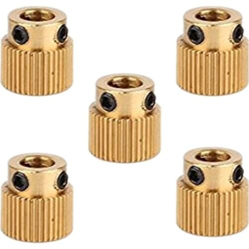 5Pcs Rugged 3D Printer Parts Driver 40 Tooth Gear Brass Extruder Wheel Gear for Printer Cr-10 Cr-10S S4 S5 Ender 3 Pro