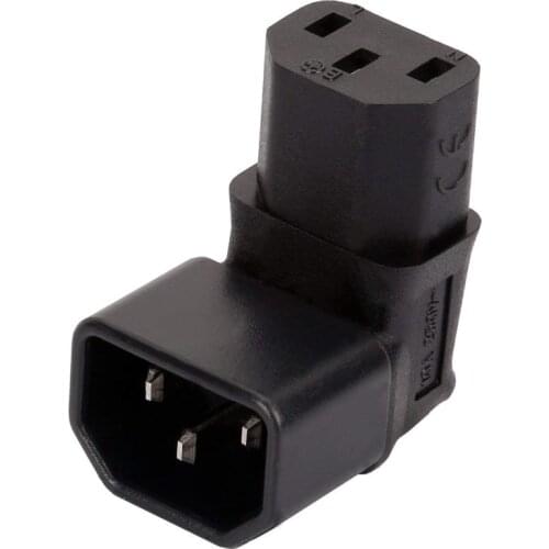 C 320 C14 to C13 Right Angle AC Adapter, IEC 3Pole Male to Female 90 Degree Up Angle AC Plug converter,C14 to C13 socket PDU/UPS