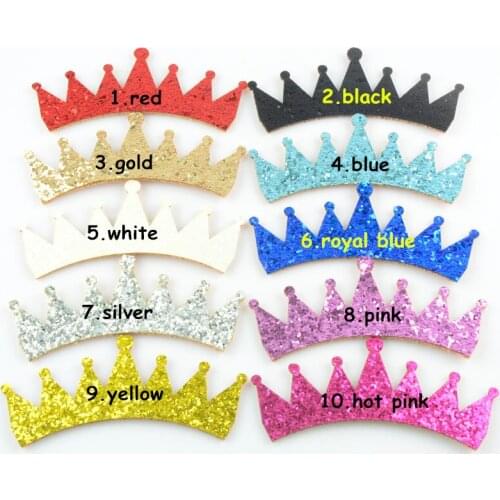 50pcs/lot 9x3.5cm Unfinished Glitter Felt Sequin Crown DIY woman 1st Birthday Photo Prop Hair Accessories10 Color U Pick SC01