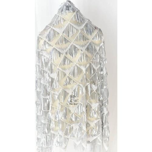 Sequins tassel mesh embroidery wedding dress dress decoration clothing designer fabric