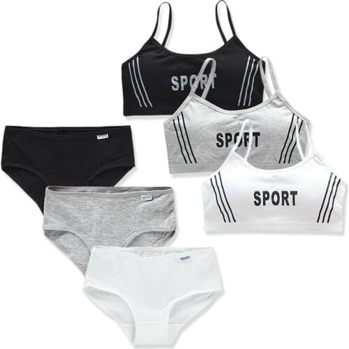 Girls bra development period suit suspenders underwear panties tube top children bra underwear sets 8-16 years old