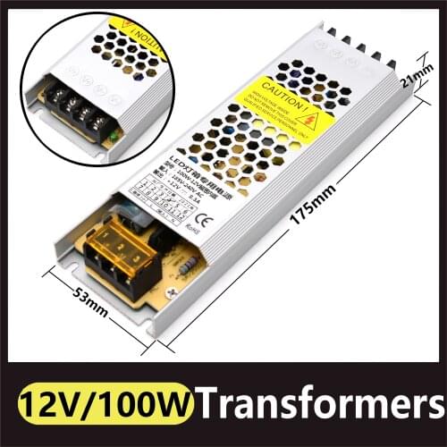 DC12V Ultra Thin Strip LED Power Supply Lighting Transformer 100W Switching Driver Power Adapter For LED Strips