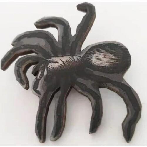 Wooden Brooch Strange Gothic Steampunk Badge Black Spider Animal Pin Terror Vintage Retro Brooches Accessories