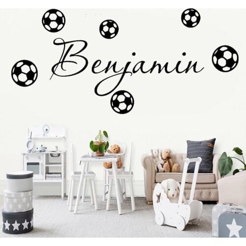 Football Wall Sticker Custom Name Personalized Kids Room Decoration Soccer Boys Bedroom Vinyl Decal Removable Art Mural Hobby