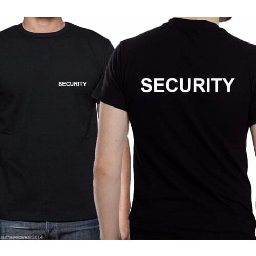 100% cotton summer mens fashion T-shirt security T-shirt top work guard guards door mens bodyguard leisure Tee shirt