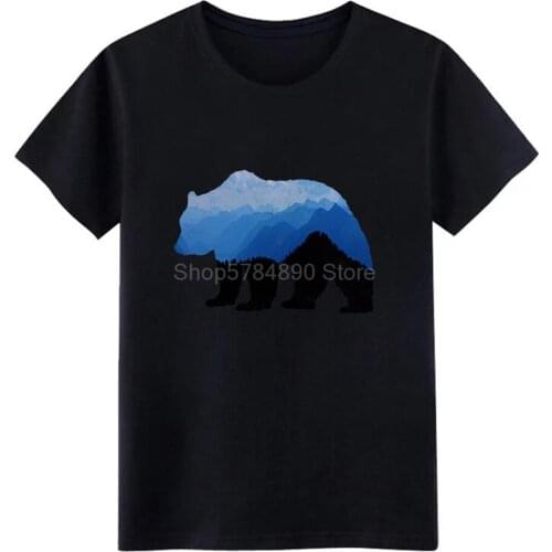 National park bear t shirt men Design cotton Crew Neck Gift Funny Summer Style Kawaii shirt