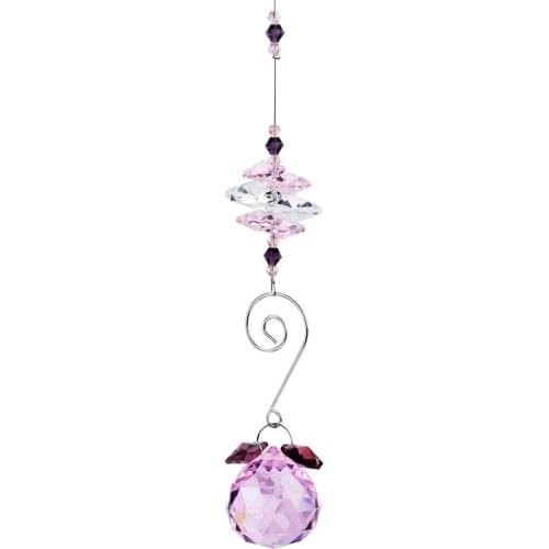 H&D 30mm Crystal Ball Chandelier Prism Window Sun Catcher Ornaments Hanging Suncatcher For Home Garden Office Decoration (pink)
