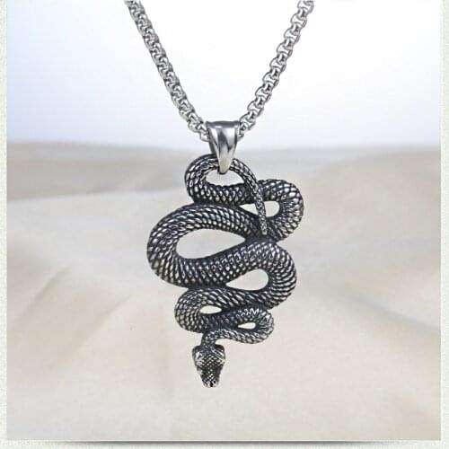 Personality 316L Stainless Steel Snake Pendant Motorcycle Party Punk Style Men Women Viper Pendant Biker Rock Jewelry