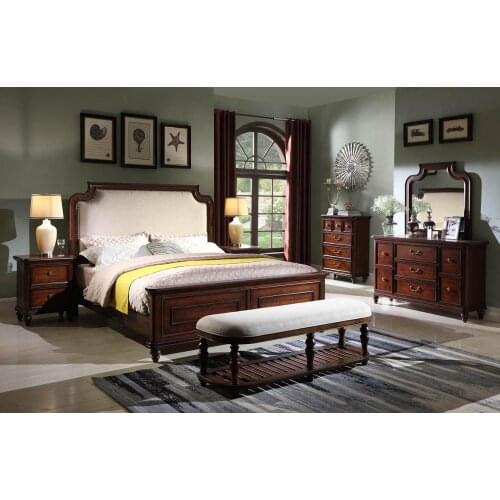 Classic wooden bedroom furniture king queen size bed wardrobe and chest of drawers wooden bed frame