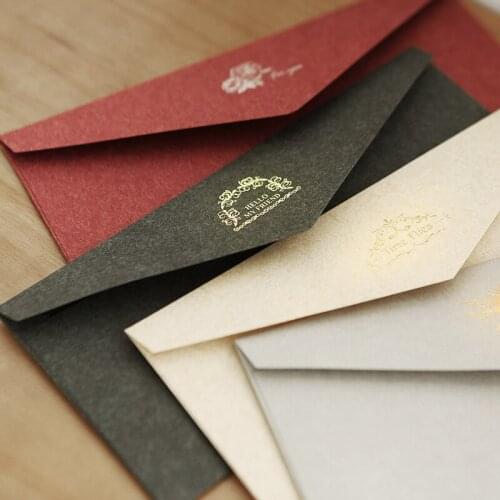 10pcs Retro Colorful Gilded Western Style Envelopes Business Invitation Letter Customer Logo Thick Envelop Hot stamping Mailer
