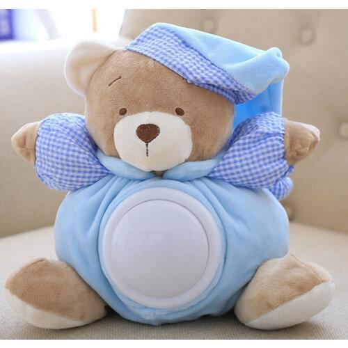 25cm Lovely Teddy Bear doll Musical Light Plush Dolls Sleeping Comfort LED Night Light Appease Bear Toys Soft dolls