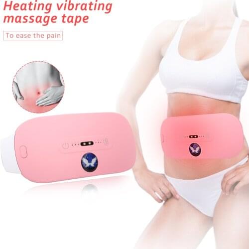 Waist Massage Belt Electric Vibration Heat Menstrual Pain Relieve Massage Machine Warm Palace Belt Abdominal Pain Relieve Tools