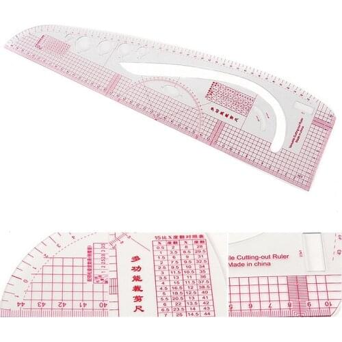 Mul-tifunction Cutting Ruler Plate Making Clothing Sample Yardstick Built-in Scale Drawing Rule Armhole Curve Plastic Sewing ACC