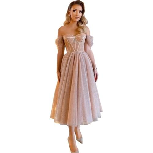 Fashionable Temperament Sequin Princess mid-length Wedding Dress Evening Dress Date Skirt