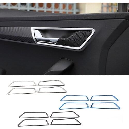 For Skoda Karoq 2017-2021 Car Interior Mouldings Inner Door Handle Bowl Frame Cover Trim Stainless Steel Decoration Sticker