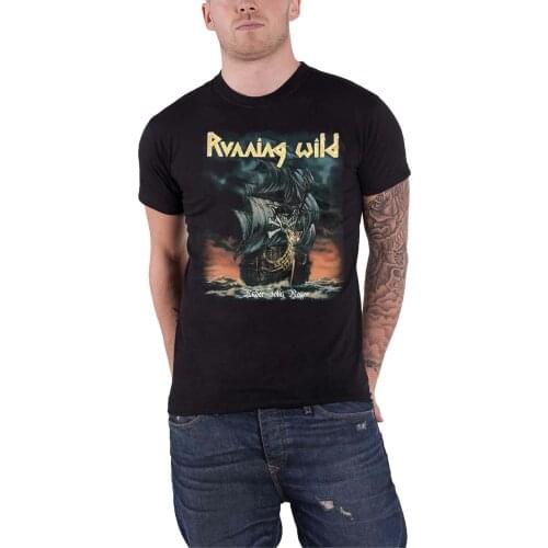 Running Wild T Shirt Under Jolly Roger Album Band Logo new Official Mens Black