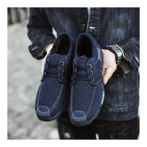 2020 Winter New Trend Canvas Casual Shoes Men Breathable Footwear Plus Velvet To Keep Warm Shoes Lace Up Men Sports Shoes