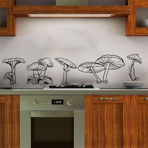 Set Of 5 Mushroom Wall Car Sticker Kitchen Mushroom Plant Forest Wall Decal Nursery Kids Room Vinyl Decor