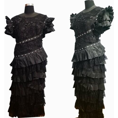 2020 New black victorian Halloween Cosplay dress Colonial Georgian Renaissance Gothic Historical dress D-617