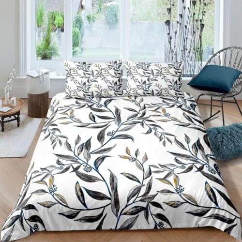 Green Leaves Bedding Set Tropical Plants Duvet Cover 3d Comforter Quilts 2/3pc Adults Kids Queen King Size Bedclothes Bed Sets