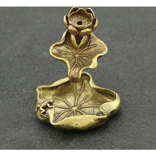 Pure Copper Leaf Lotus Backflow Incense Ornaments Frog Lotus Pond Incense Stand
