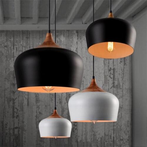 Simple Loft Style Droplight Modern LED Pendant Light Fixtures Home Dining Room Wood Metal Hanging Lamp Deco Indoor Lighting