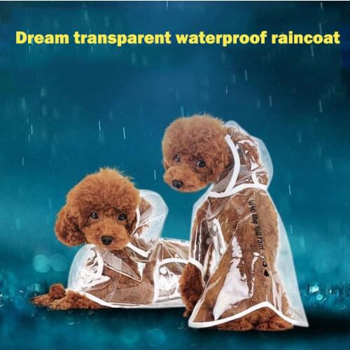 Pet Dog Transparent Rainwear Hooded Waterproof Jacket Clothes Dog Raincoats Teddy Small and Medium-sized Dogs Clothes Poncho