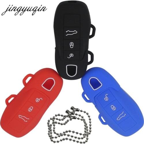 Jingyuqin Silicone Case Skin Holder for Porsche Boxster Cayman Macan Panamera Cayenne 911 Remote Rubber Key Fob Cover Protector