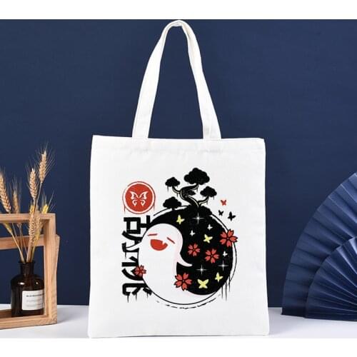 Genshin Impact Shopping Bag Hu Tao Bolsas De Tela Canvas Cotton Shopper Jute Bag Handbag Bag Tote Bolsas Reutilizables Ecobag