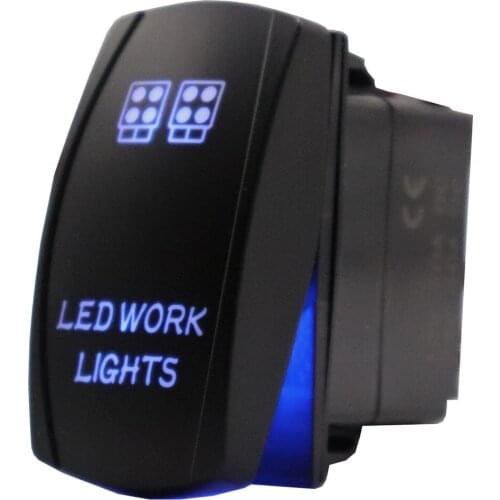 Ledwork Lights Car Boat Rocker Switch Waterproof Laser 5 Pin SPST ON/OFF 12V/24V Blue Led for Auto Automotive Truck Boat Marine