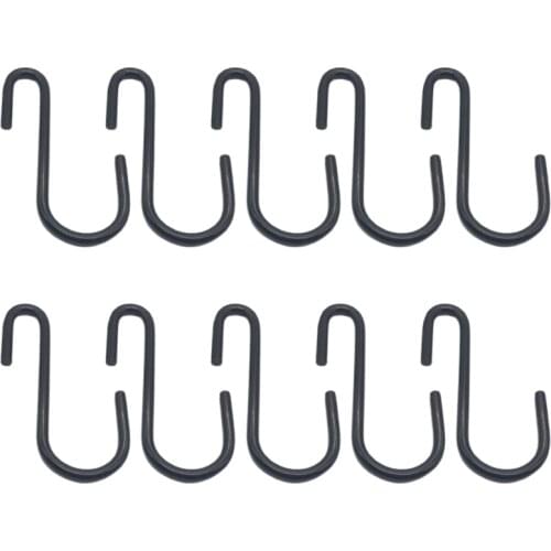 T21D 10Pcs Black Coating S Shaped Hooks Home Storage Utility Metal Hangers Storage Holder for Hanging Plant Towel Kitchen