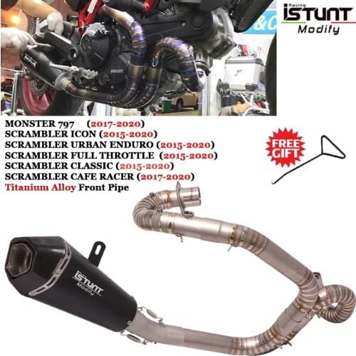 Motorcycle Exhaust System Modified Titanium Alloy Link Pipe 51MM Muffler Escape Slip On For DUCATI Scrambler 800 MONSTER 797