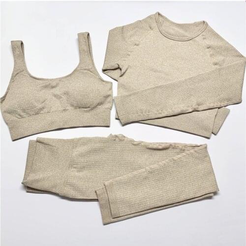 2/3pcs Seamless Leggings Women Gym Clothing Female High Waist Yoga Pants Tracksuit Women Fitness Clothing Set Long Sleeve Top