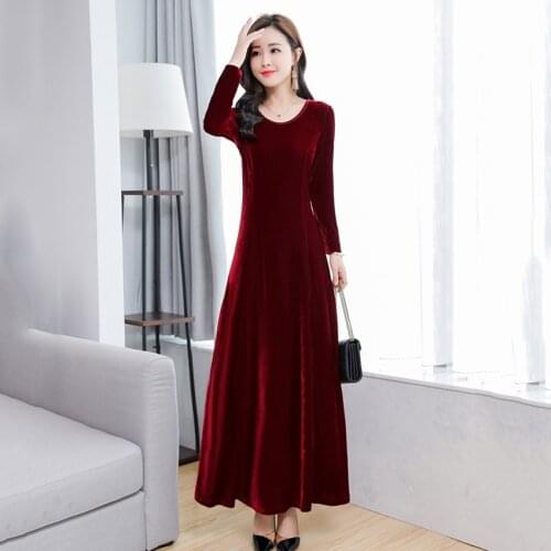 3XL Ladies Office Dresses Women Long Sleeve Vintage Green Black Velvet Dress 2020 Autumn Winter Dress Plus Size Robe Femme Ete