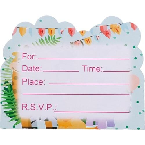 10pcs Safari Theme Invitations Cards Kids Birthday Wedding Party Invitations
